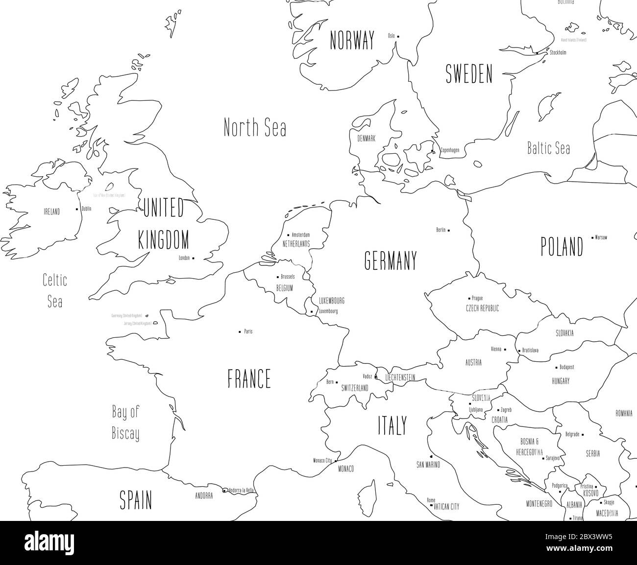 Western Europe Map Black And White Stock Photos Images Alamy