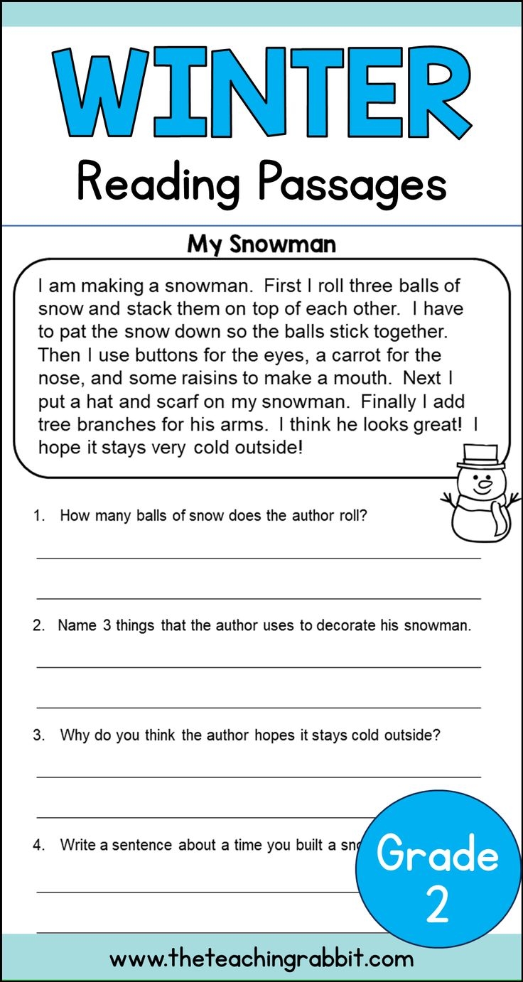 Winter Reading Comprehension Passages With Questions For Grade 2 December January February
