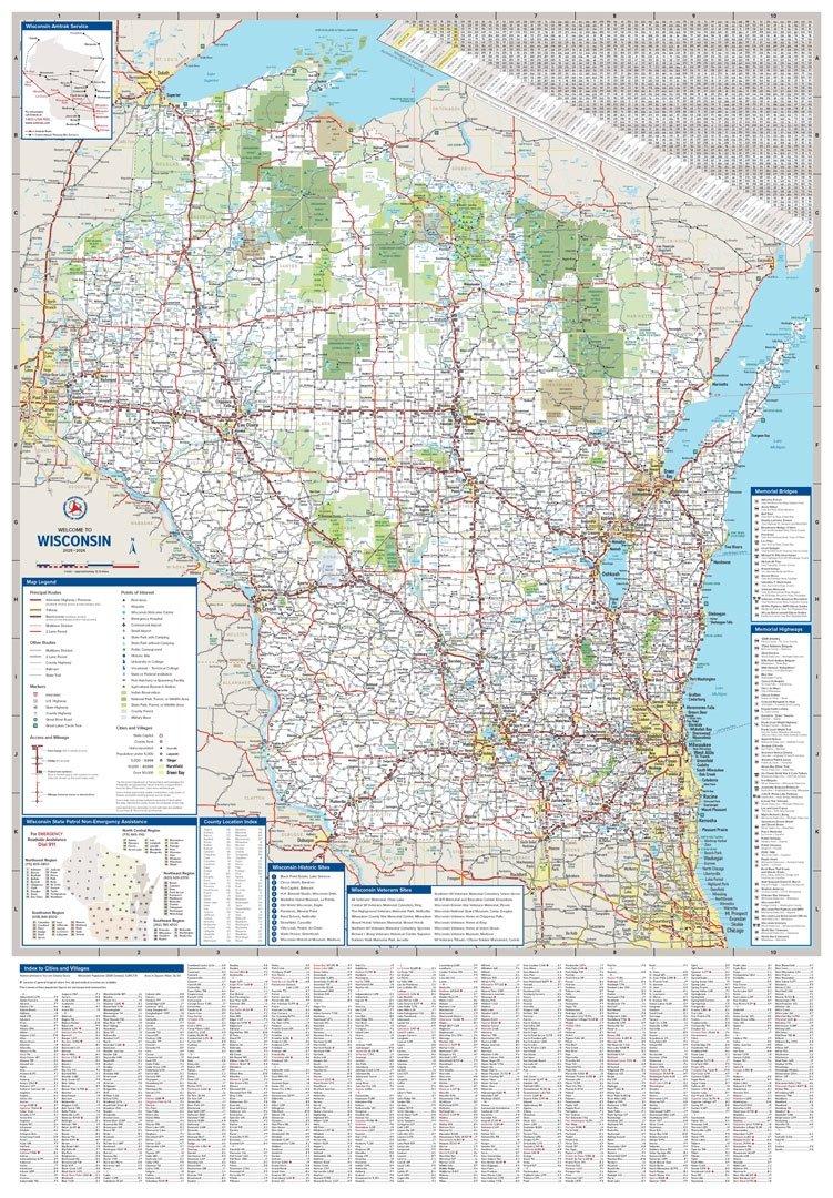 Wisconsin Department Of Transportation Official Wisconsin Highway Map