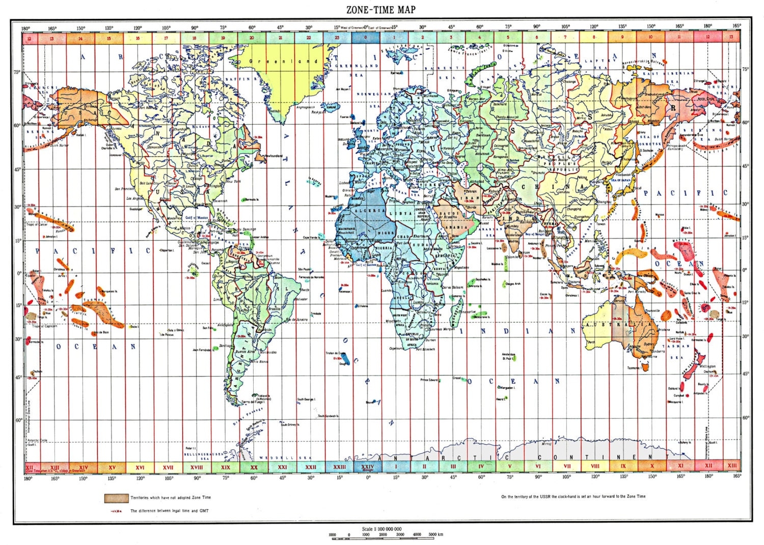 World Map Of The Time Zones Full Color 1893 Print Poster Etsy Israel World Map Of The Time Zones Full Color 1893 Print Poster Etsy Israel