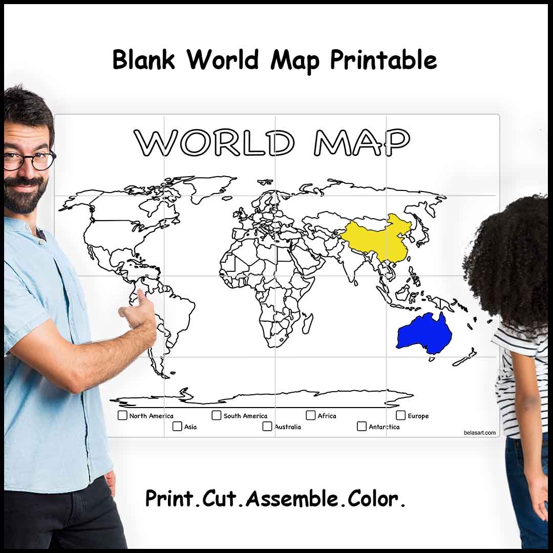World Map Printable Sizes 4 9 Or 16 Sheets Of Paper World Map Printable Sizes 4 9 Or 16 Sheets Of Paper
