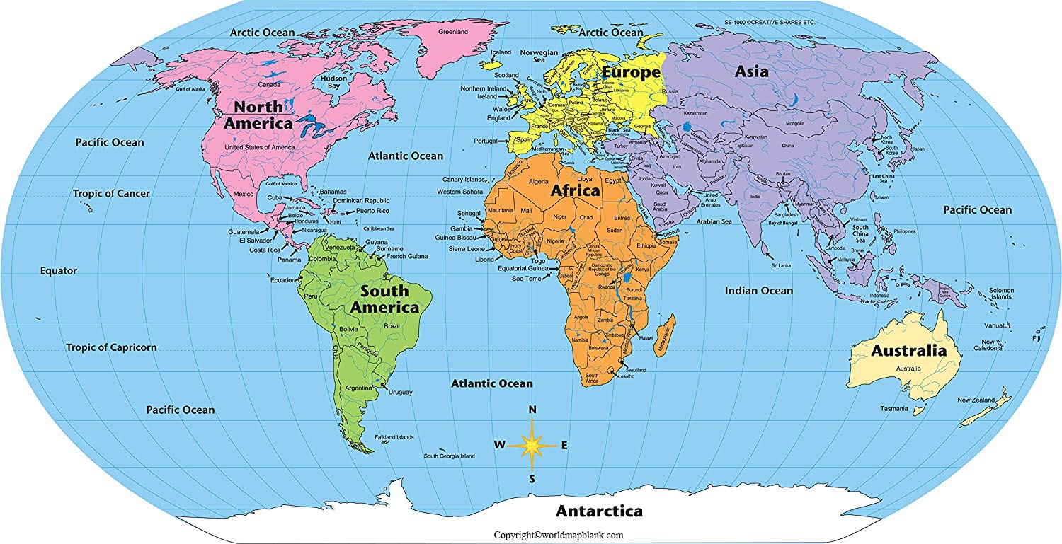 World Map With Continents Continents World Map PDF World Map Blank