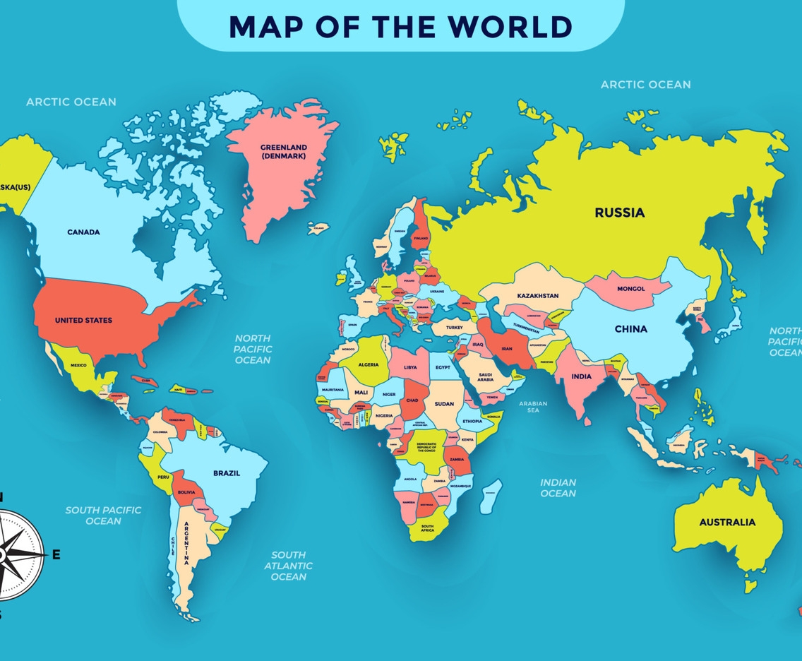 World Map With Country Names FreeVectors