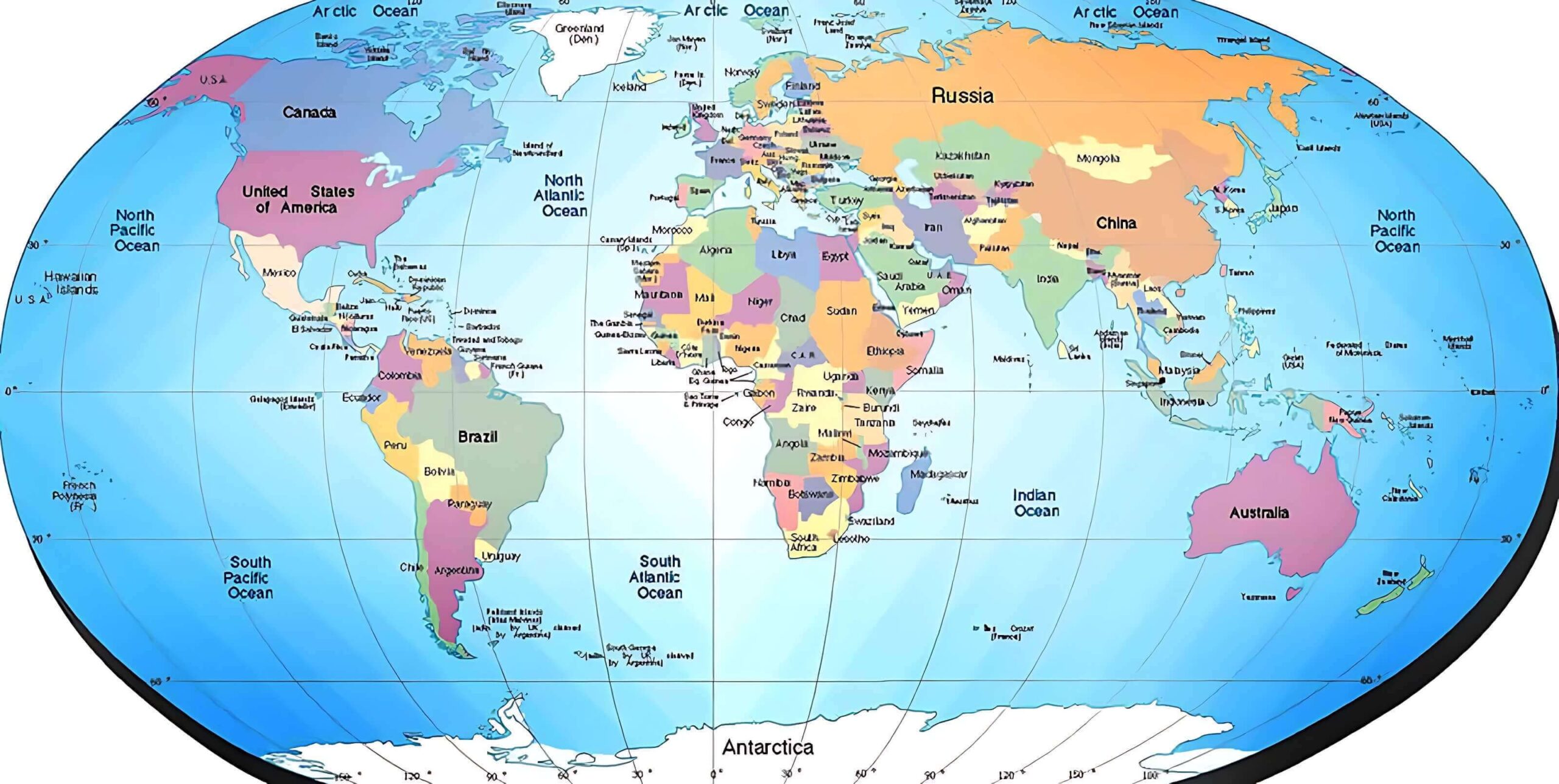 World Printable Map Guide Of The World