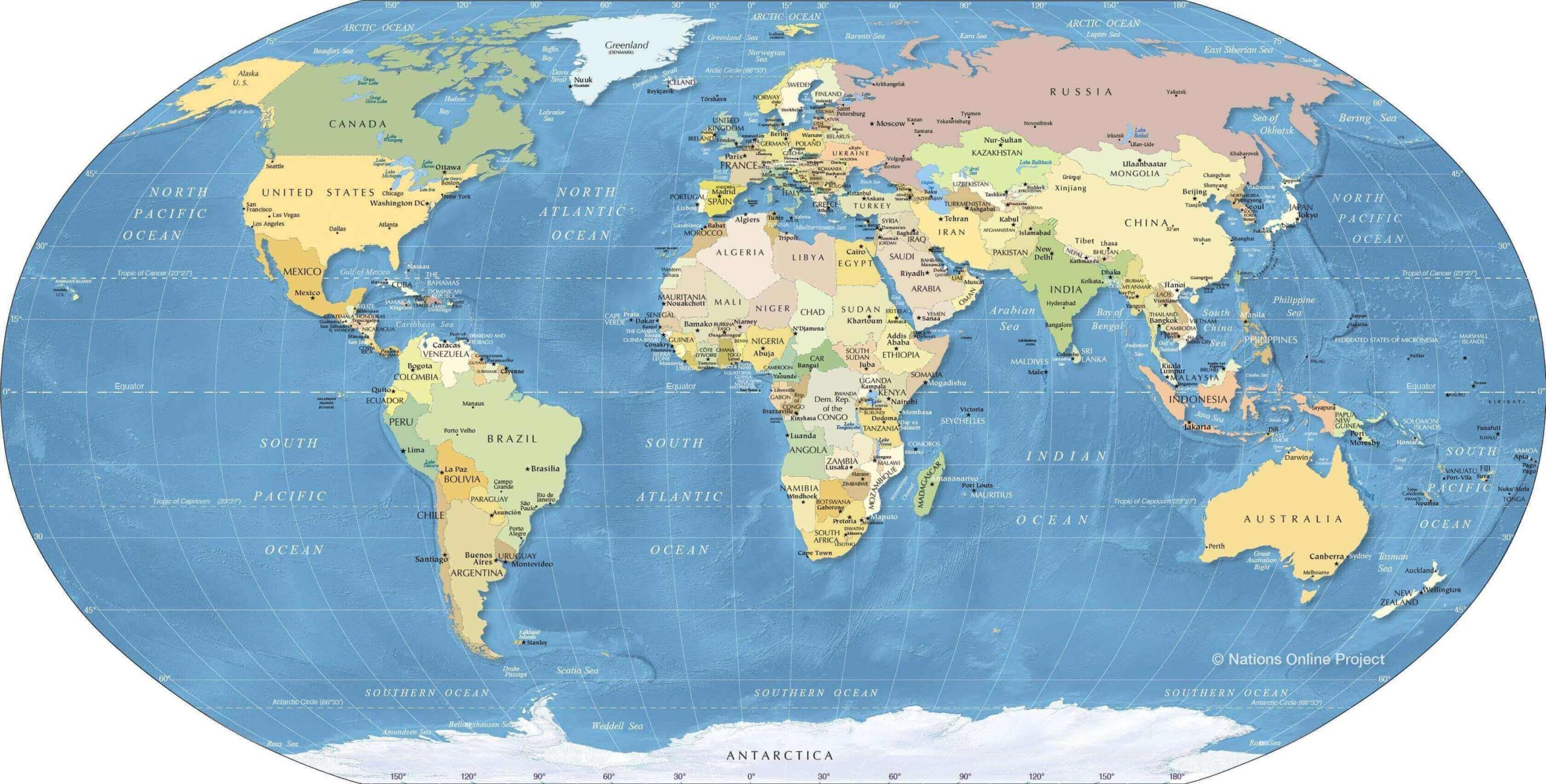 World Printable Map Guide Of The World