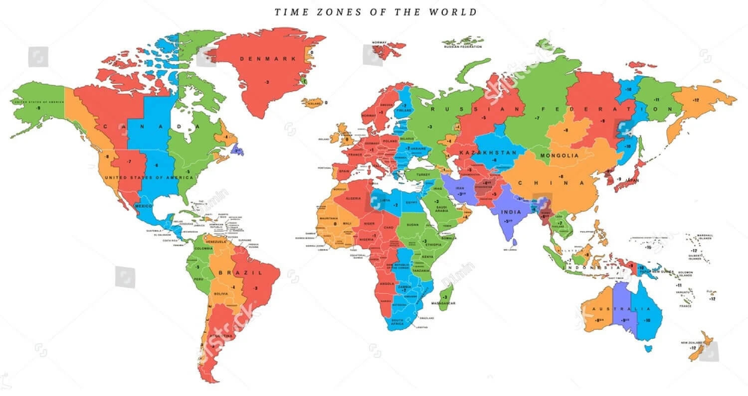 World Time Zone Map Guide Of The World