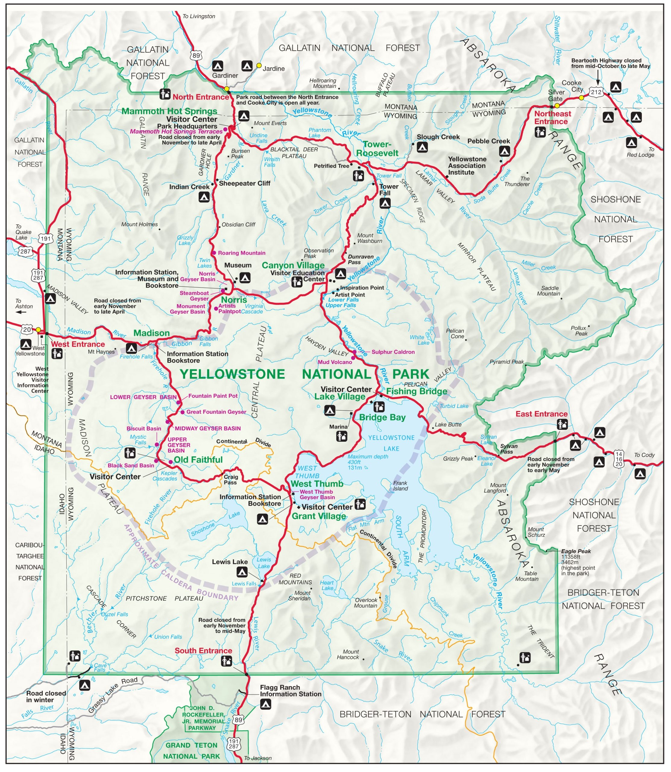 Yellowstone National Park Official Park Map Yellowstone National Park