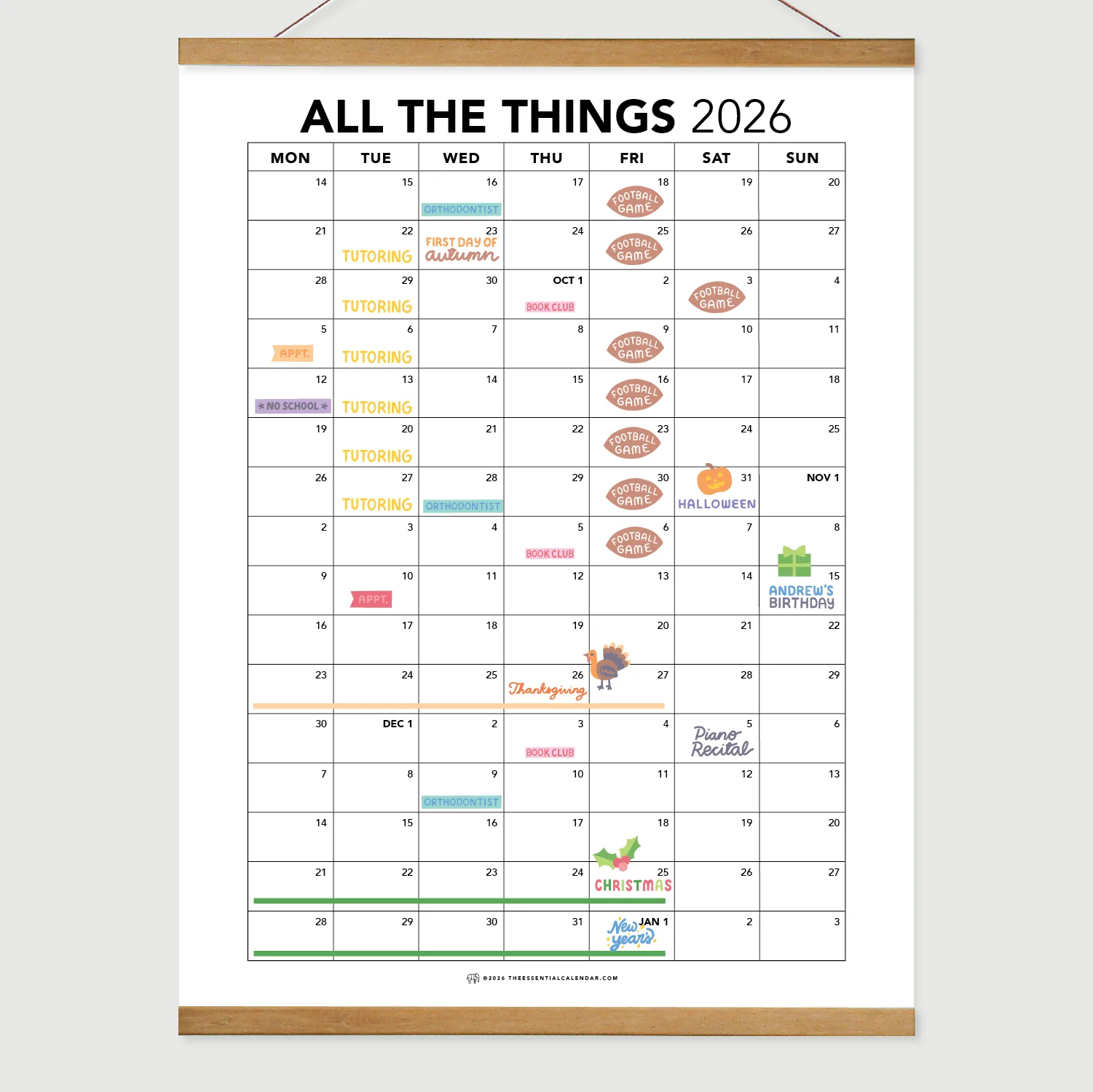 1 2026 2027 Sunday Start Essential Family Calendar Copy