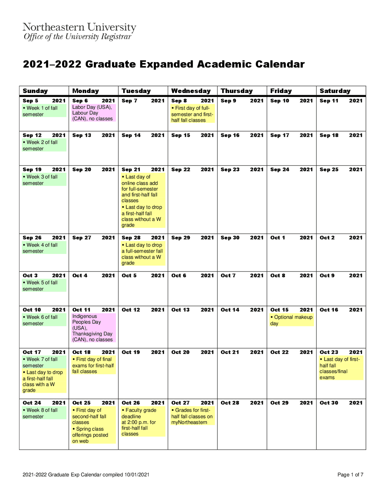2021 2022 Graduate Expanded Academic Calendar Registrar