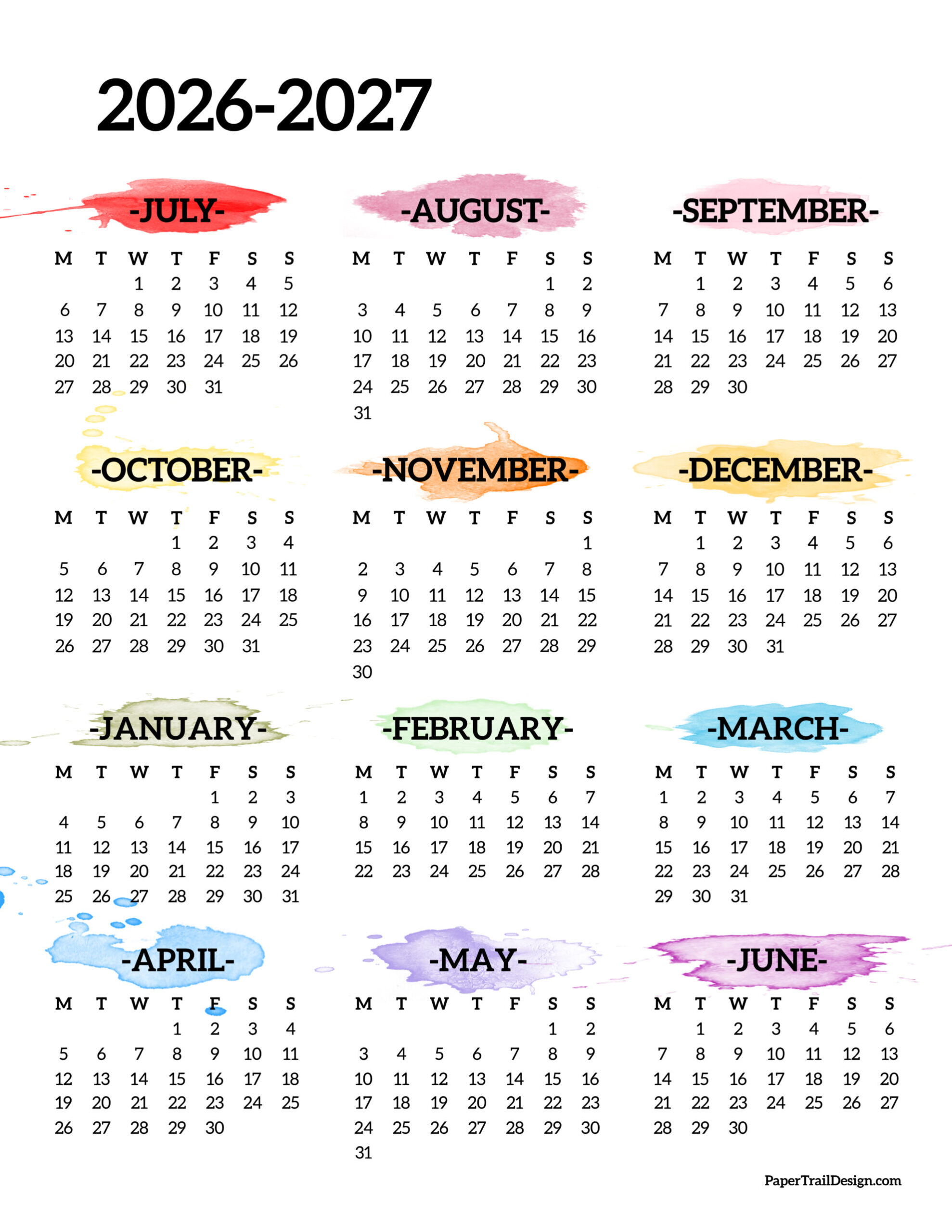 2026 2027 School Year Calendar Free Printable
