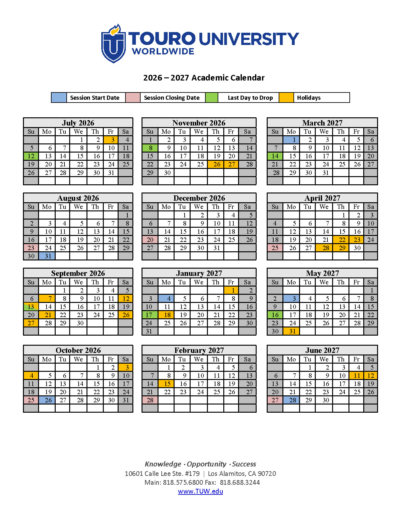 Academic Calendar