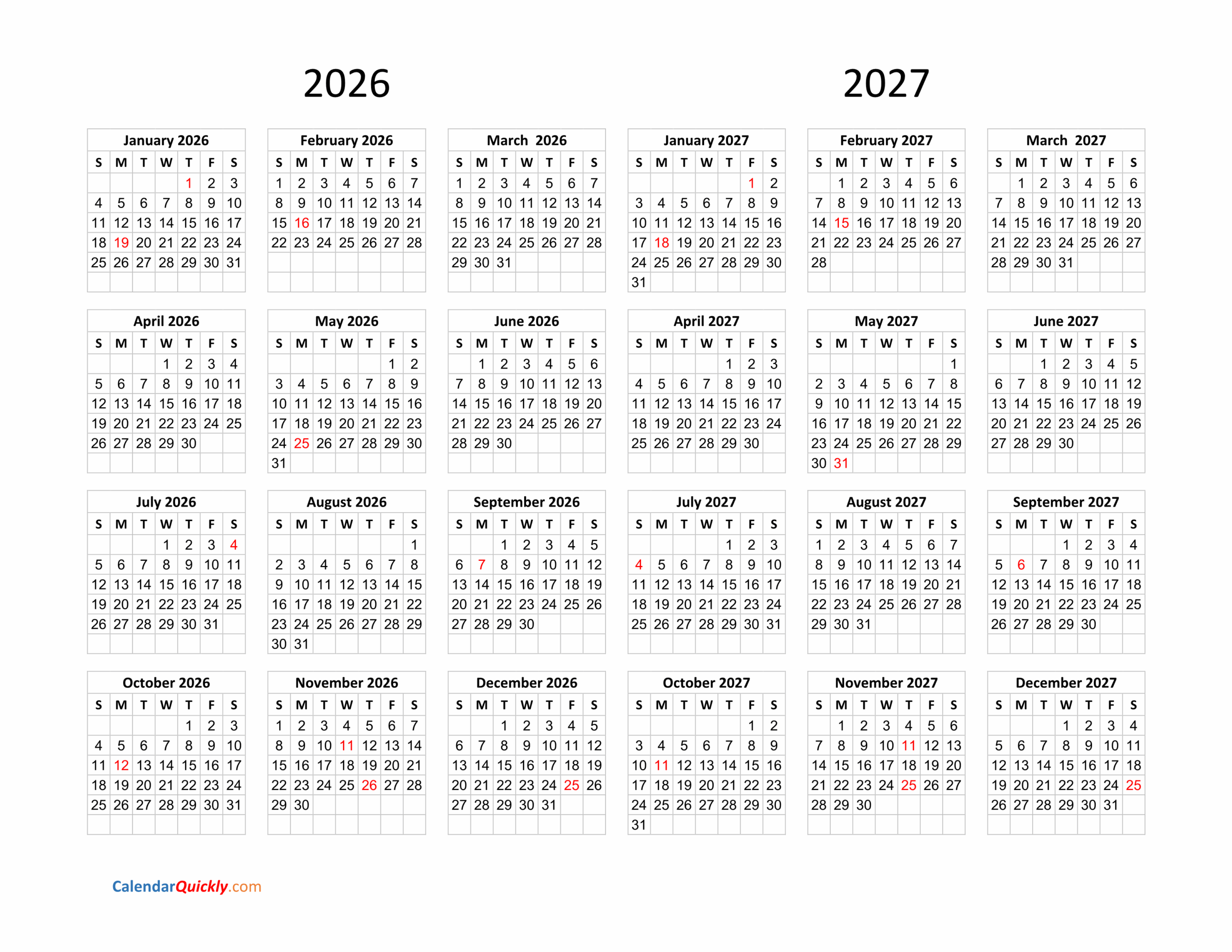 Calendar 2026 2027