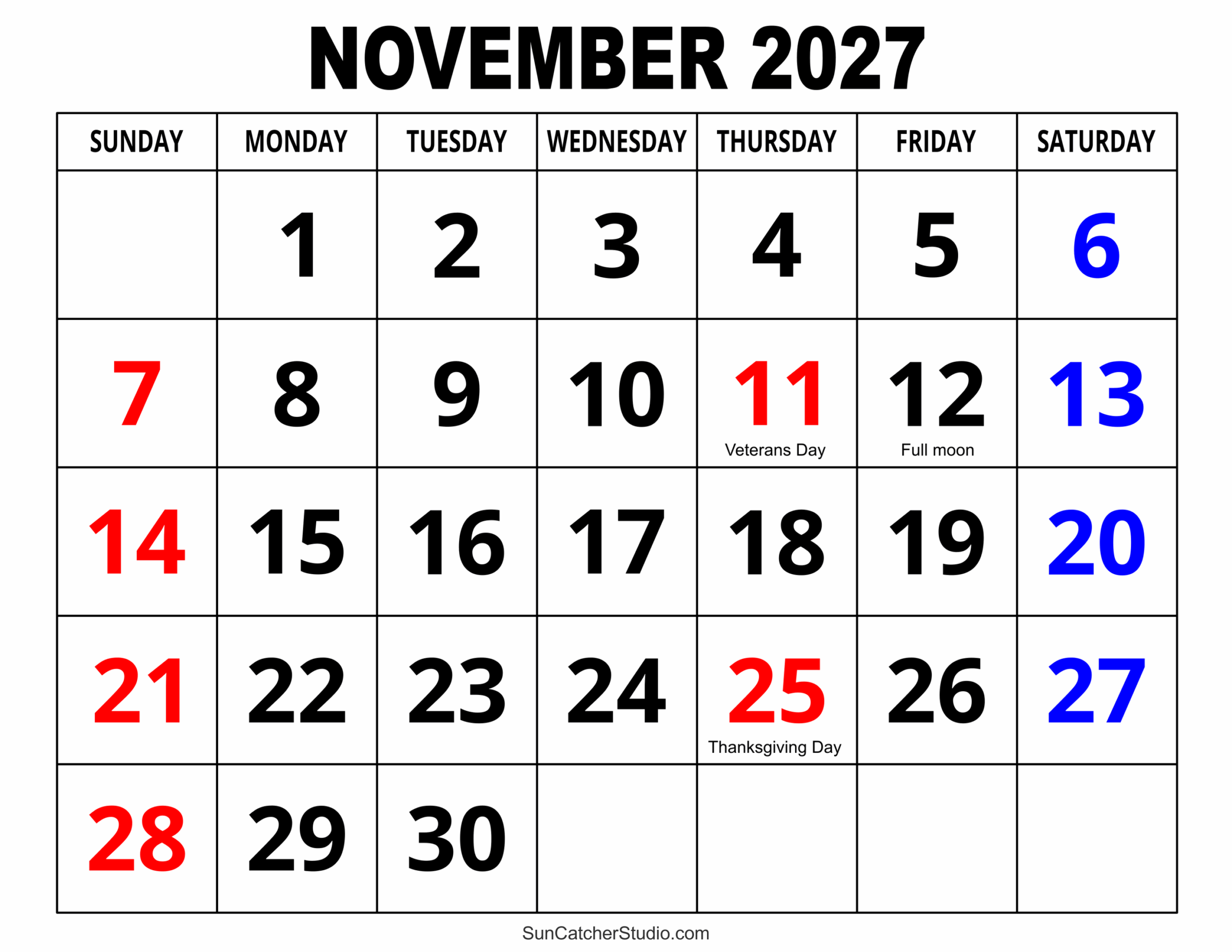 November 2027 Calendar