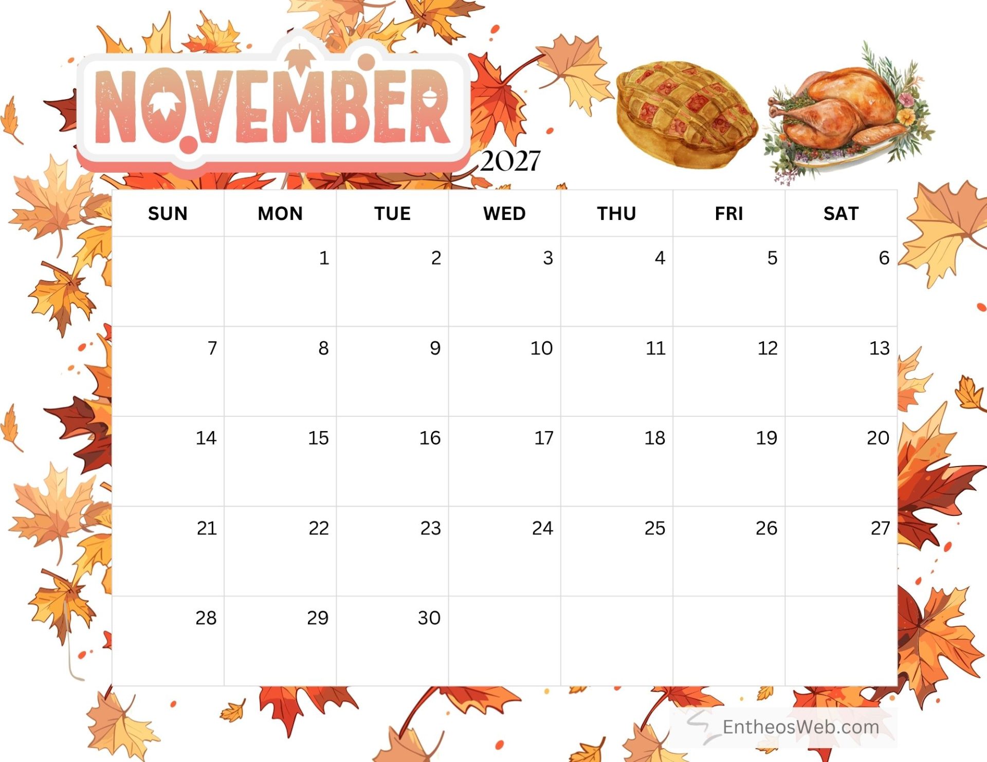 November 2027 Calendars