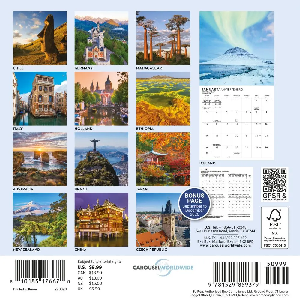 Passport To The World 2027 Mini Wall Calendar