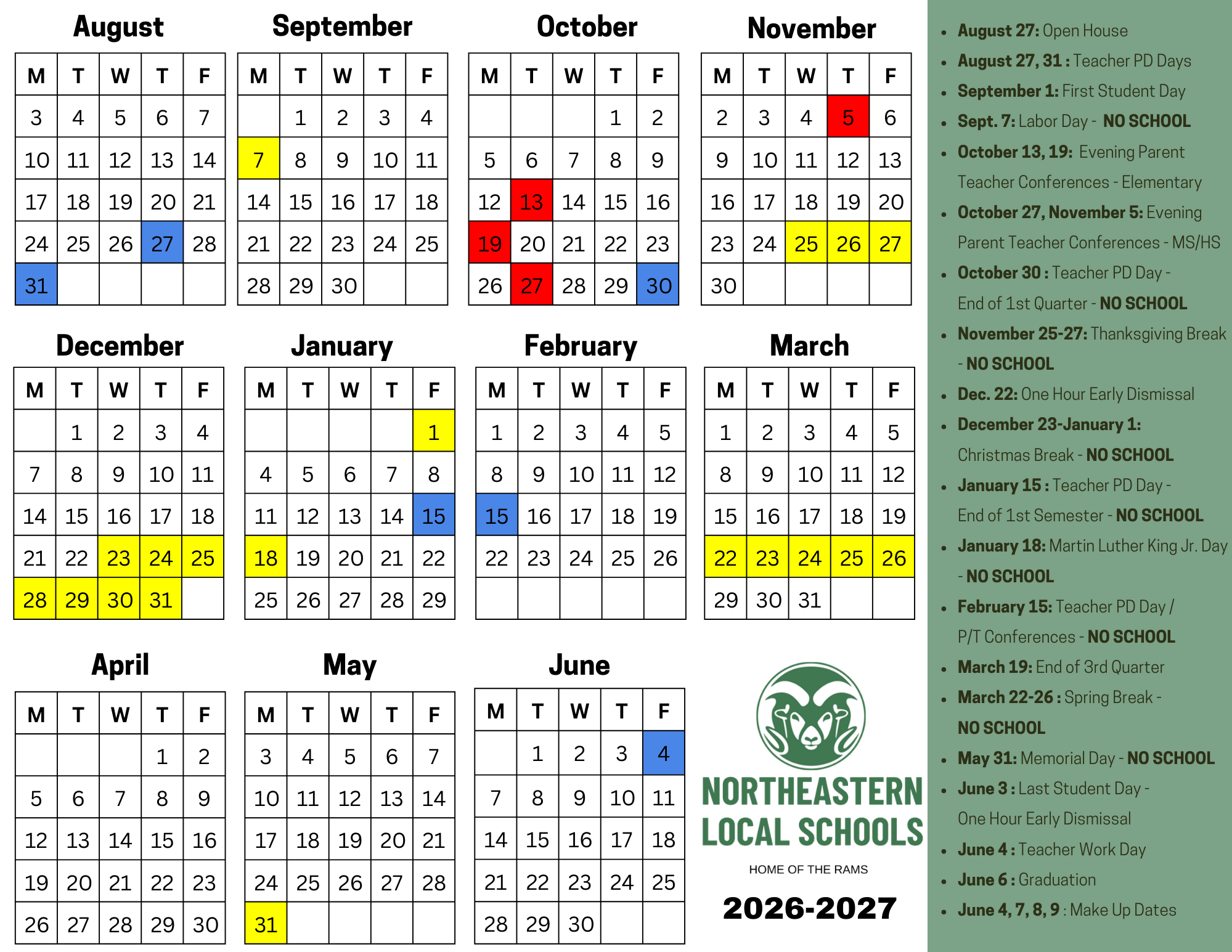 School Calendar 2026 2027