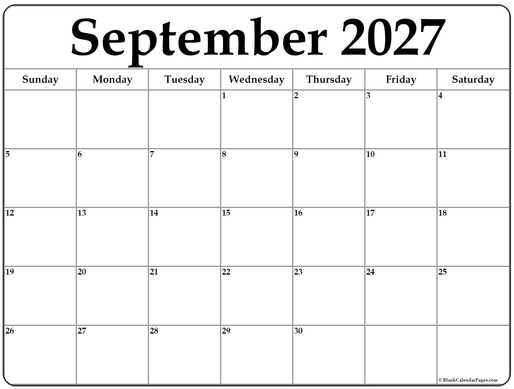 September 2027 Calendar September 2027 Calendar
